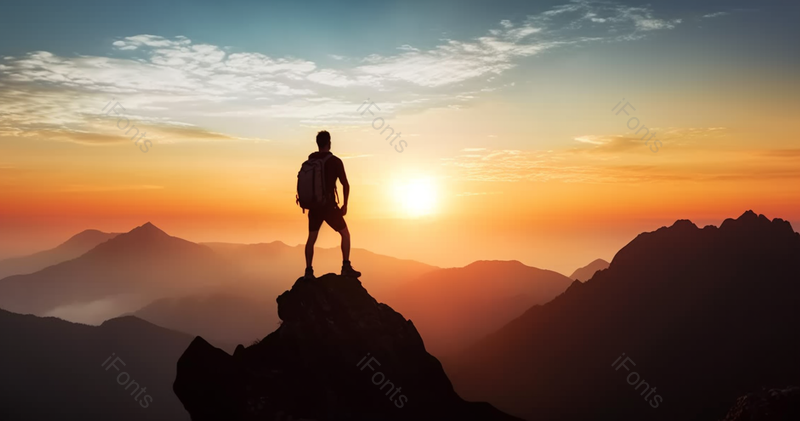 中年男人站在山顶,高清,摄影图,摄影图片,图片大全,摄影图免费下载